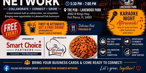 \ud83c\udf7b Lakewood Park Business Network \u2013 May Networking Event (FREE)
