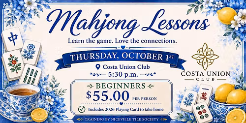 Mahjong Lessons At Costa Union Club