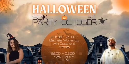 SBK Halloween Night by DJ Ladysalsa avec cours BACHATA avec Oc\u00e9ane et Hamza\/DJ HMZ\/belle d\u00e9coration