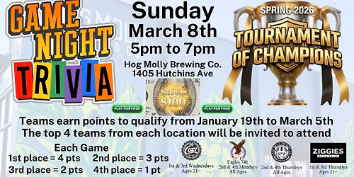 Game Night Trivia Spring 2026 Tournament of Champions