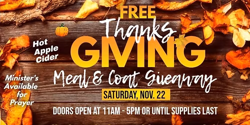 Free ThanksGIVING Community Meal and Coat Giveaway!