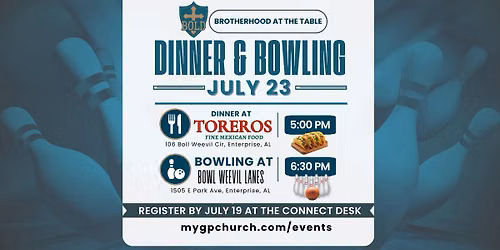 Brotherhood at the Table: Dinner & Bowling