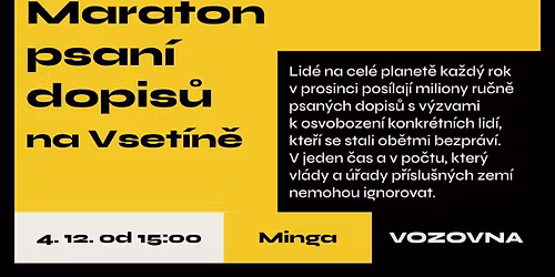 Maraton psan\u00ed dopis\u016f na Vset\u00edn\u011b | Amnesty International
