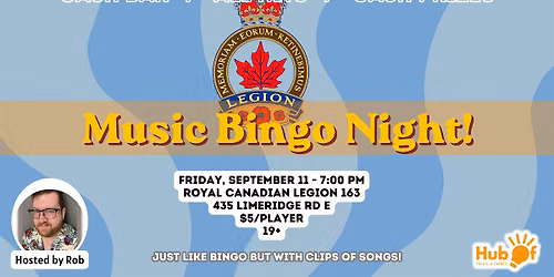 MUSIC BINGO NIGHT - Royal Canadian Legion 163 (Hamilton)