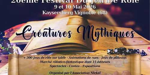 20\u00e8me festival du jeu de r\u00f4le : 9\/10 mai 2026 \u00e0 Kaysersberg