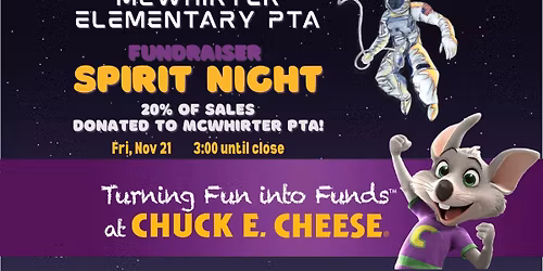 McWhirter PTA Spirit Night - Chuck E. Cheese