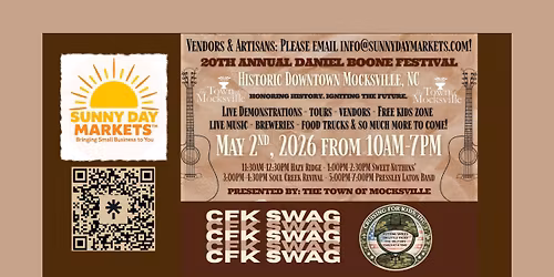 20th Annual Daniel Boone Festival, Sunny Day Markets & CFK