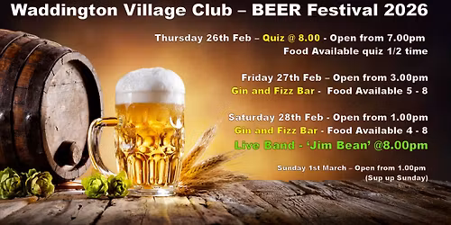 Waddington Village Club Beer Festival 2026