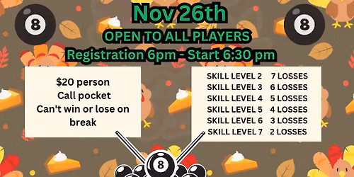 Thanksgiving eve pool tournament