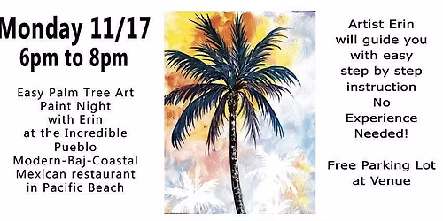 Easy Colorful Palm Sky Paint Night in Pacific Beach with Erin