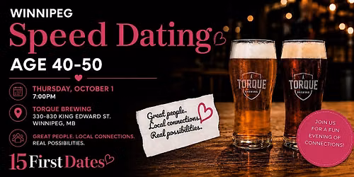 15FirstDates Winnipeg Speed Dating (Age 40-50)