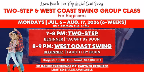 B&C Two-Step & West Coast Swing Group Class (Beginner)