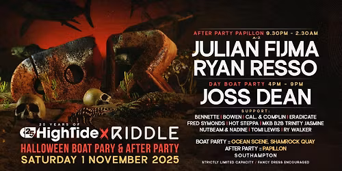 High Tide & Riddle Halloween Boat Party & After Party (VERY LIMITED TICKETS)