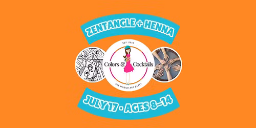 7\/17: Zentangle & Henna @ Colors & Cocktails Art Camp Day 5! (Ages 8-14) Fri 9:00AM - 12:00PM