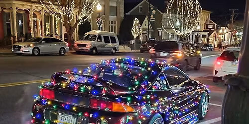 Christmas lights and cars