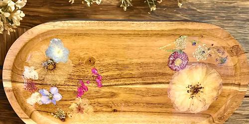 Mother\u2019s Day Resin workshop at the winery creating gorgeous floral boards