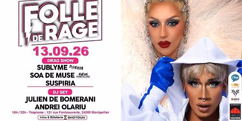 DIM 13\/09 - FOLLE DE RAGE x HALLE TROPISME - TEA DANCE & DRAG !