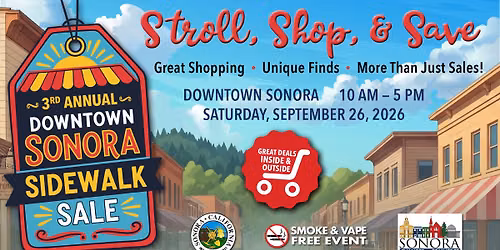 3rd Annual Downtown Sonora Sidewalk Sale: Stroll, Shop & Save