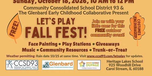 Attend Let\u2019s Play CCSD93\u2019s Fall Fest on 10\/18