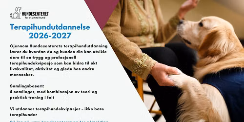 Terapihundutdannelse 2026-2027 (ledige plasser)