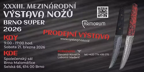XXXIII. Mezin\u00e1rodn\u00ed prodejn\u00ed v\u00fdstava no\u017e\u016f - BRNO SUPER 2026