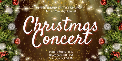 FBC Music Ministry Christmas Concert \u2013 Dec. 21 at 4 PM