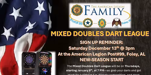 Mixed Doubles Dart League @ American Legion Post 99, Foley, AL