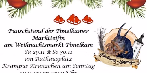 Punschstand und Krampus Kr\u00e4nzchen am Weihnachtsmarkt Timelkam