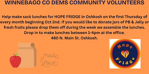 Winnebago Co Dems Make Sack Lunches for Hope Fridge