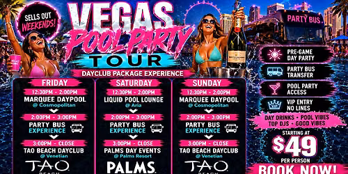 VEGAS Pool Party Tour + Party Bus