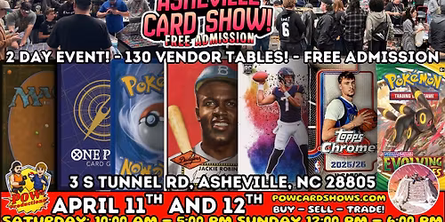 Asheville Card Show - FREE ADMISSION - Sports Cards, Pokemon, One Piece and MORE!