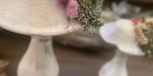 Wooden Mushroom Succulent Sculpture