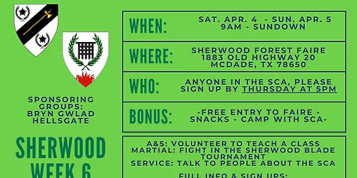 SCA at Sherwood Week 6: BG and HG