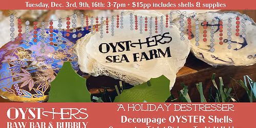 Decoupage Oyster Shell Ornaments at OystHERS!