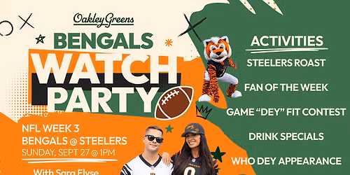 Bengals vs. Steelers Roast & Rivalry Watch Party w Sara Elyse!