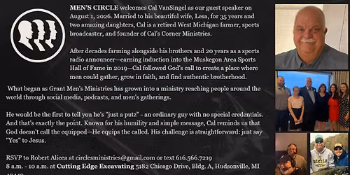 August Men's Circle - Cal VanSingel, Guest Speaker