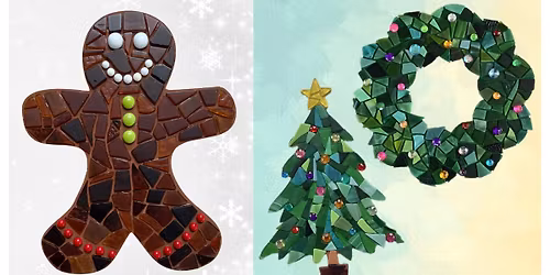 UPDATED Gingerbread Man Mosaic Class PLUS Christmas Tree and Wreath - You pick!