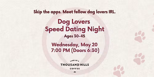 Dog Lovers Speed Dating Night (Ages 30\u201345)