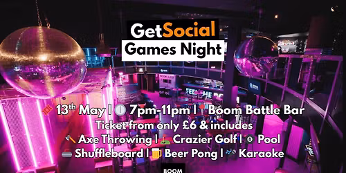 GetSocial Games Night | Meet New People & Make Friends (20s\u201340s) \ud83e\ude93