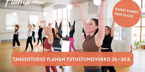 Tanssistudio Flaman tutustumisviikko 24.\u201330.8.2026