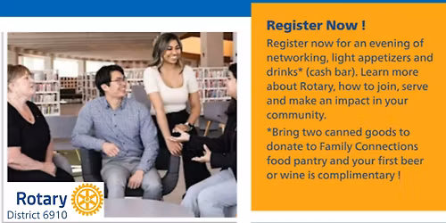 Register now for a casual community social hosted by Rotary District 6910