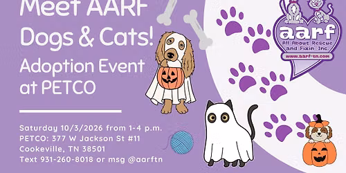 Meet AARF Dogs & Cats - Oct 3 Adoption Event at Petco