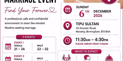 Muslim Marriage Events Birmingham -3 Groups