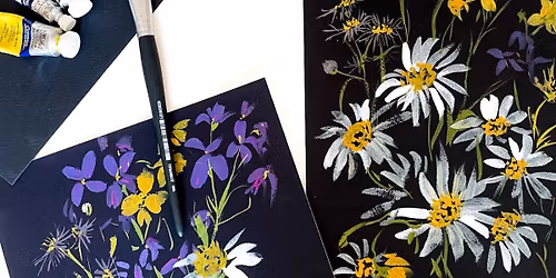 Wild Flowers in Gouache & Watercolor: Painting on Black Watercolor Paper