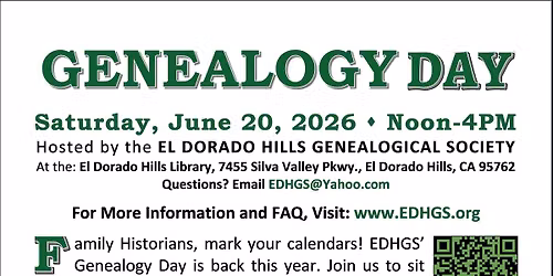EDHGS Genealogy Day!