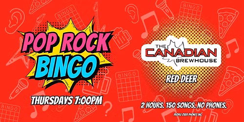 RED DEER - POP ROCK Musical Bingo Thursday @ The Canadian Brewhouse
