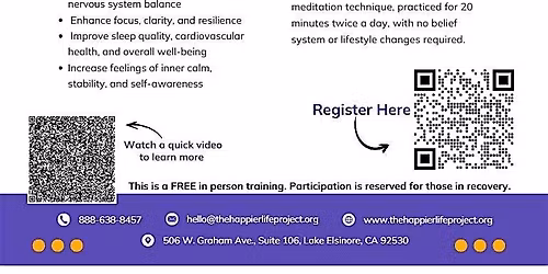 Transcendental Meditation Training for People in Recovery (in person)