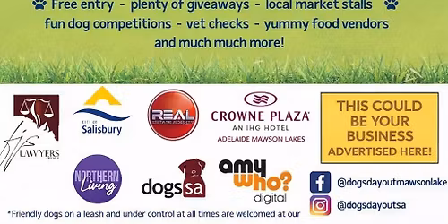 Dogs Day Out in Mawson Lakes 2026 - Free Entry! Biggest in SA!! Bring your Friendly Dogs on a Leash!