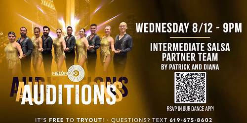 FREE Mel\u00f3mano Intermediate Salsa Partner Team Tryout! 8\/12