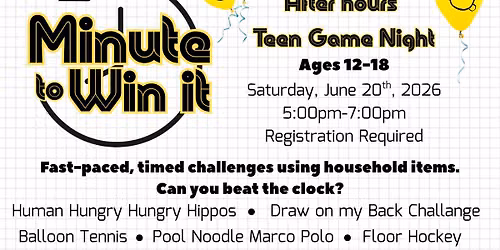 Minute to Win It - Teens ages 12-18